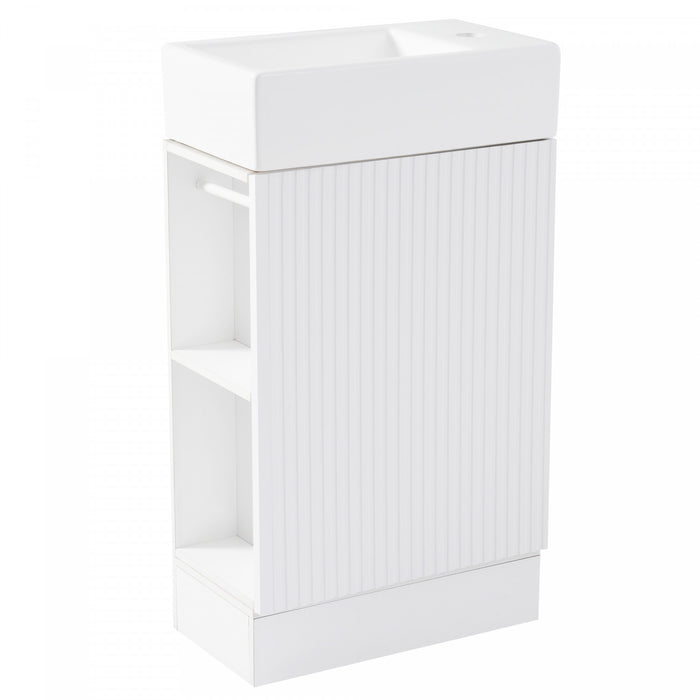 Ethan Meuble-lavabo de 18,6\" avec vasque et etagere reglable, Blanc
