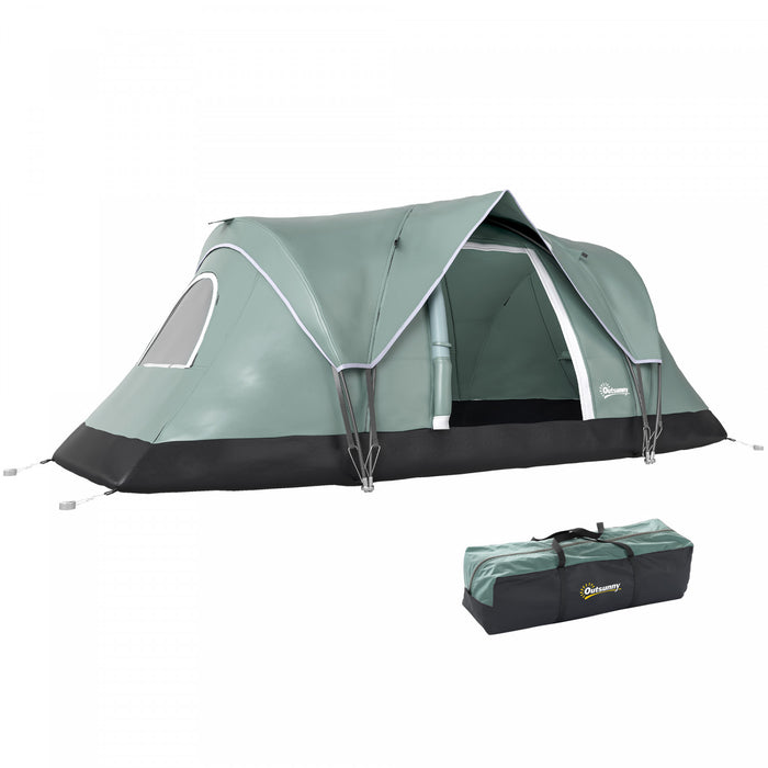 Outsunny Tente de Camping Exterieure pour 5-6 Personnes, Tente Familiale avec Crochet pour Lumiere, Vert