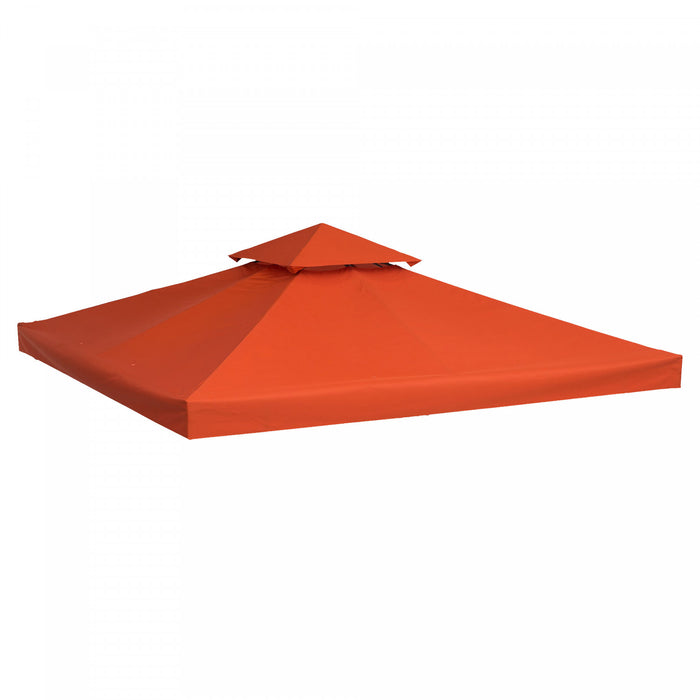 Outsunny 9,8 'x 9,8' Carre 2 Niveaux Gazebo Canopy Remplacement Couverture Superieure Pare-soleil Jardin Exterieur, Poterie Rouge