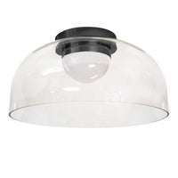 Plafonnier affleuré Nadine de Dainolite de 11,75 po de diamètre en verre transparent, avec fini noir mat et ampoule à DEL de 10 W