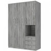 Armoire De Rangement Lydia En Bois De 47,2\" Avec 2 Portes, Etageres Et 3 Tiroirs, Grise