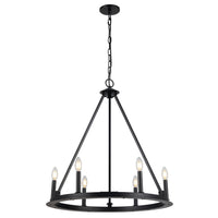 Lustre Colby de Dainolite avec fini noir mat et 6 ampoules