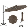 Costway Parasol d'exterieur rond a bras articule 11 pieds, avec rotation a 360° Marron