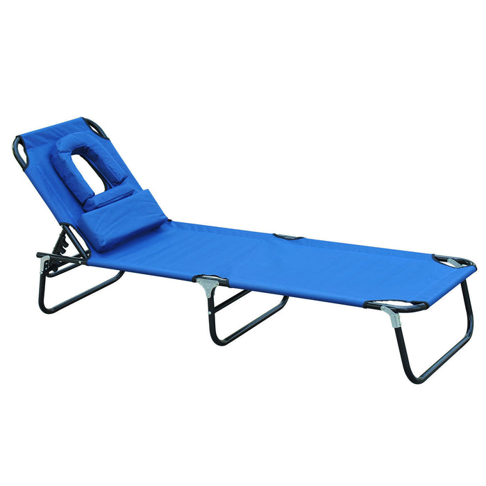 Chaise Longue Pliante D'exterieur Outsunny, Bleue
