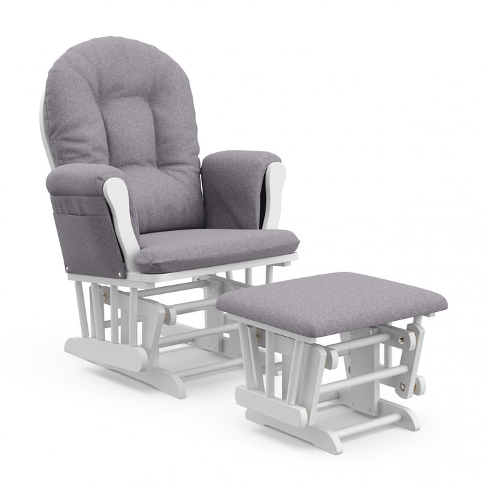 Storkcraft Hoop Fauteuil bercant et pouf - Blanc avec gris swirl
