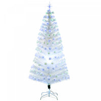 Homcom Arbre De Noel Pre-illumine A Fibre Optique Artificielle De 6 Pieds Avec 220 Lumieres Led Et Pointes De Branche