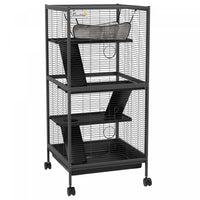 Pawhut Cage Roulante A 4 Niveaux Pour Petits Animaux, Cage Pour Cochon D'inde, Furet, Chinchilla, Ch
