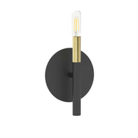 Applique murale Wand de Dainolite avec fini noir mat et laiton vieilli et 1 ampoule