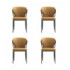 Chaise de salle a manger moderne en cuir vegetalien et metal Kirsten couleur camel - Lot de 4
