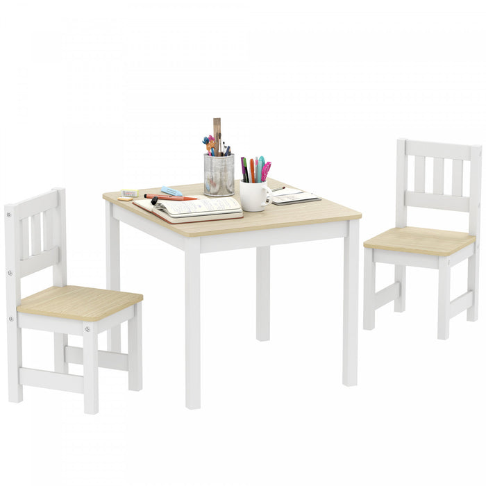 Qaba Ensemble table et chaises pour enfants, table et 2 chaises, naturel