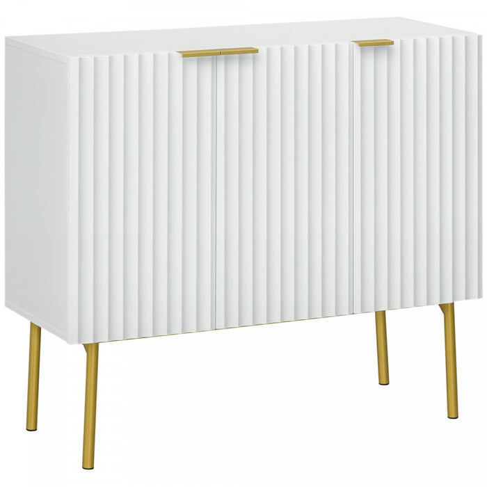 HOMCOM Meuble d'appoint avec pieds dores pour salle a manger couloir, blanc