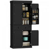 HOMCOM Armoire de cuisine avec etageres a epices et lumieres LED, noir