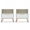 Table de nuit Rockefeller Mid-Century Modern 20\" en blanc (1 tiroir) - Lot de 2