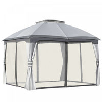 Outsunny 12 'x 10' Tente D'auvent De Tonnelle Exterieure A 2 Niveaux Pour Terrasse Avec Parois Later