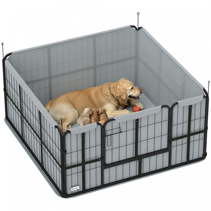Pawhut Niche De Mise Bas Pour Chiens, Parc Pour Chiots Avec Tissu Oxford 600d, Tapis De Pipi Lavable, Parc Pour Animaux Avec Porte, Pour Chiens De Taille Moyenne Et Grande