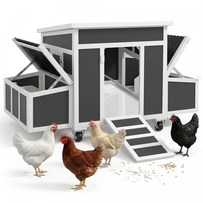 Poulailler, Maison en Bois pour 6 Poules avec Roues