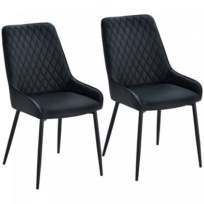 HOMCOM Dining Chairs Set of 2, PU Leather Kitchen Chairs with Steel Legs