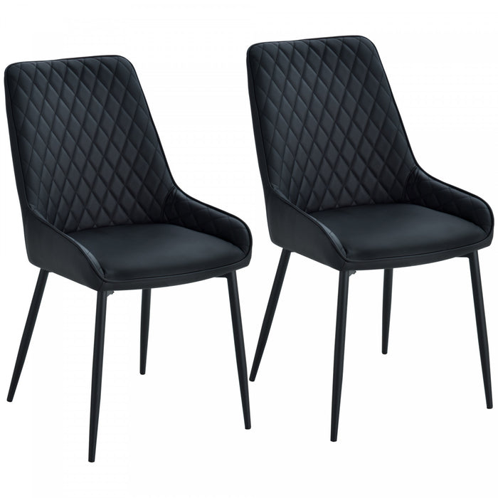 HOMCOM Chaises Salle a Manger 2p Cuir PU Pieds Acier