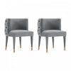 Chaise de salle a manger Maya en velours moderne gris - Lot de 2