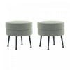 Lot de 2 poufs d’appoint rembourres Bailey style milieu du siecle en vert sauge