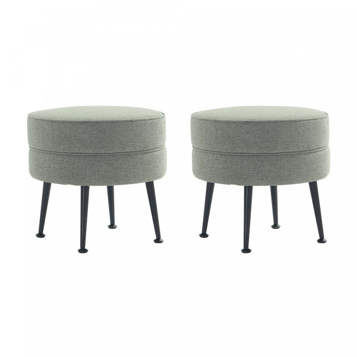 Lot de 2 poufs d’appoint rembourres Bailey style milieu du siecle en vert sauge