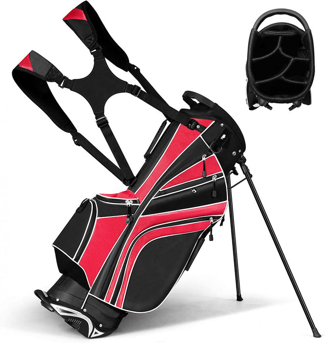 Costway Golf Stand Cart Bag Club W/6 Way Divider Carry Organizer Poches Stockage Rouge