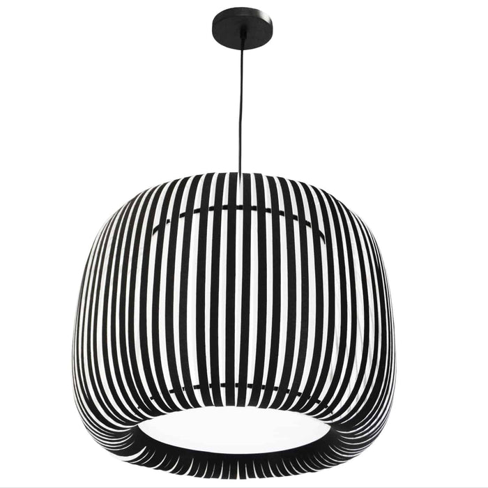 Luminaire suspendu Mia de Dainolite avec abat-jour à fentes, fini noir et 1 ampoule