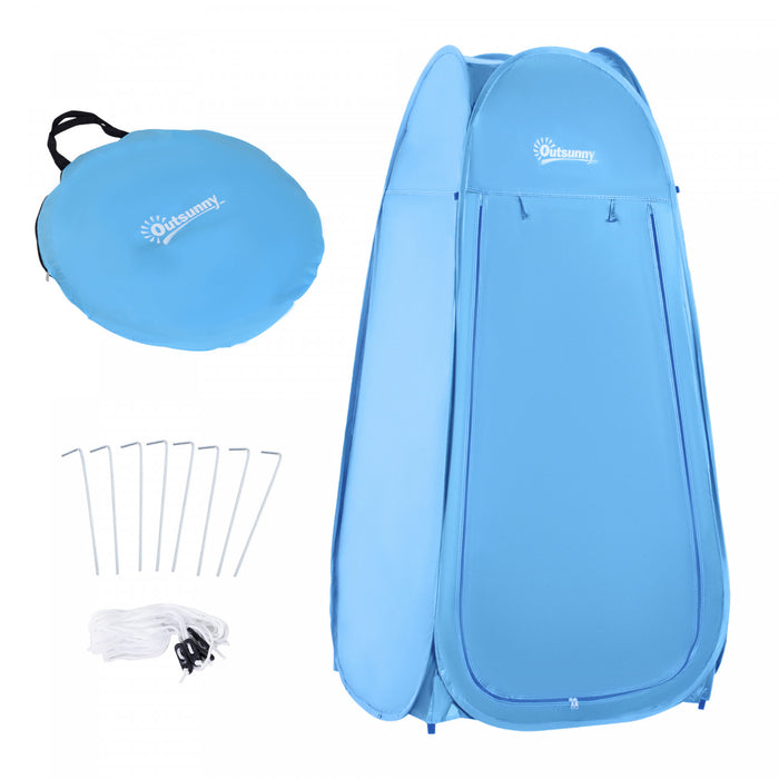 Outsunny Tente De Camping Portable Douche Dressing Vestiaire Intimite Abri Tentes Pour Camping En Plein Air Plage Toilettes Et Seance Photo Interieure Avec Sac De Transport Bleu