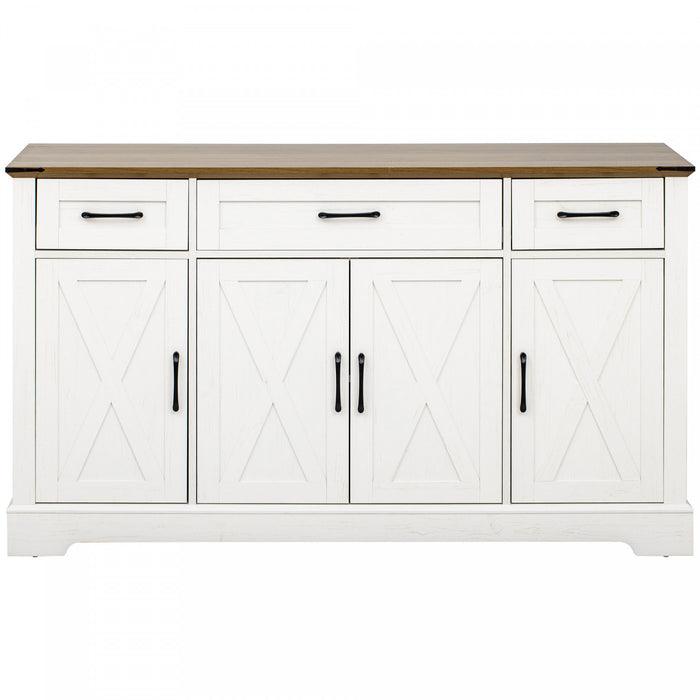 Buffet De Rangement Ryan 55\" Avec Etageres A Portes Et Station Café - Blanc