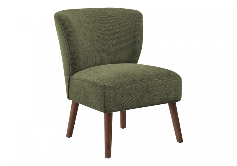 Monarch Specialties - Chaise D'Appoint, 33\"H, Rembourre, Salon, Chambre A Coucher, Vert, Pieds Bois De Noyer