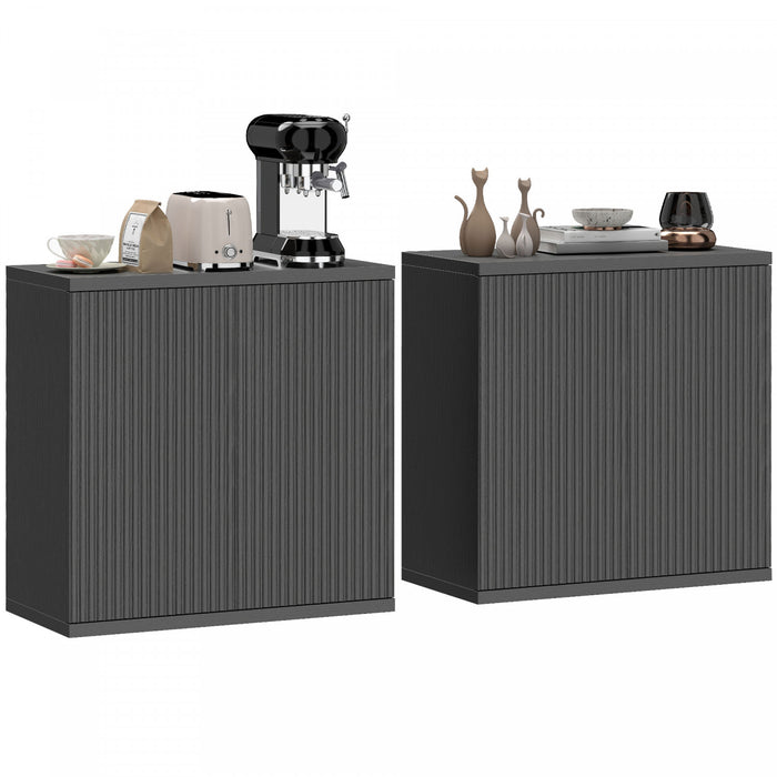 HOMCOM Buffet, Ensemble de 2, Meuble de Cuisine Rainure, Noir Gris Vieilli