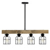 Abell 4 Light Rustic Wood Pendant, Onyx, 32"L Lamp | Abell Suspension rustique en bois a 4 lumieres, Onyx, 32 po L