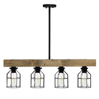  Abell Suspension rustique en bois a 4 lumieres, Onyx, 32 po L