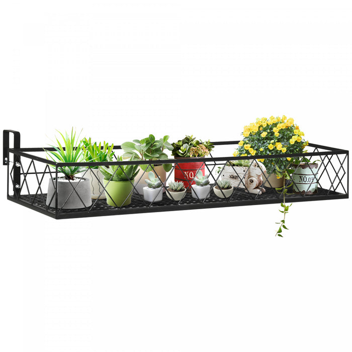 Outsunny 81,3 X 30,5 Cm Support De Pot De Fleurs Suspendu Avec Crochets, Support De Pot De Fleurs En Metal, Etagere De Garde-corps, Fenetres Pour Decorer Le Jardin Exterieur, Le Balcon, La Cloture