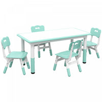 Qaba Ensemble De Table Et Chaises Pour Enfants Avec 4 Chaises, Hauteur Reglable, Surface De Table Fa