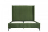 Lit Queen Promenade style milieu du siecle moderne en velours capitonne vert mousse