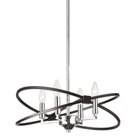 Lustre Paloma de Dainolite avec fini chromé poli et noir mat, et 4 ampoules