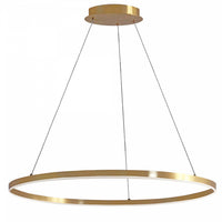 Lustre Circulo de Dainolite en acrylique blanc qui diffuse la lumière, avec fini laiton vieilli et ampoule de 63 W