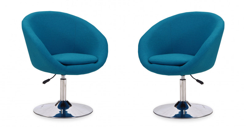 Fauteuil lounge pivotant moderne Hopper en tissu bleu - Lot de 2