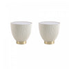Table d’appoint Anderson moderne avec plateau en pierre frittee et revetement creme – Lot de 2