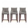 Tabouret de comptoir moderne en bois avec assise rembourree Shubert, taupe fonce - Lot de 3
