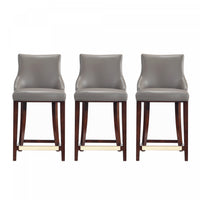  Tabouret de comptoir moderne en bois avec assise rembourree Shubert, taupe fonce - Lot de 3