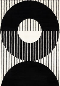 Florence rayures noires et blanches et cercles creux, design moderne, 2'7