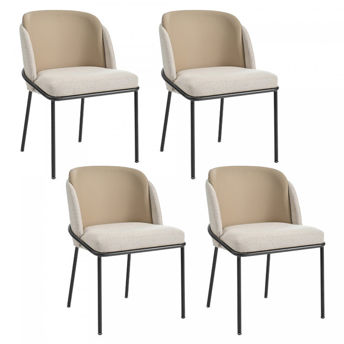 Olivia Ensemble de 4 chaises de salle a manger modernes avec pieds inclines et pieds reglables, beige