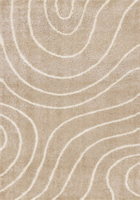 Tapis Fairmont aux lignes courbes creme taupe, 5'3
