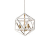 Lustre Archello de Dainolite à fini blanc mat avec touches bronze rétro et 3 ampoules
