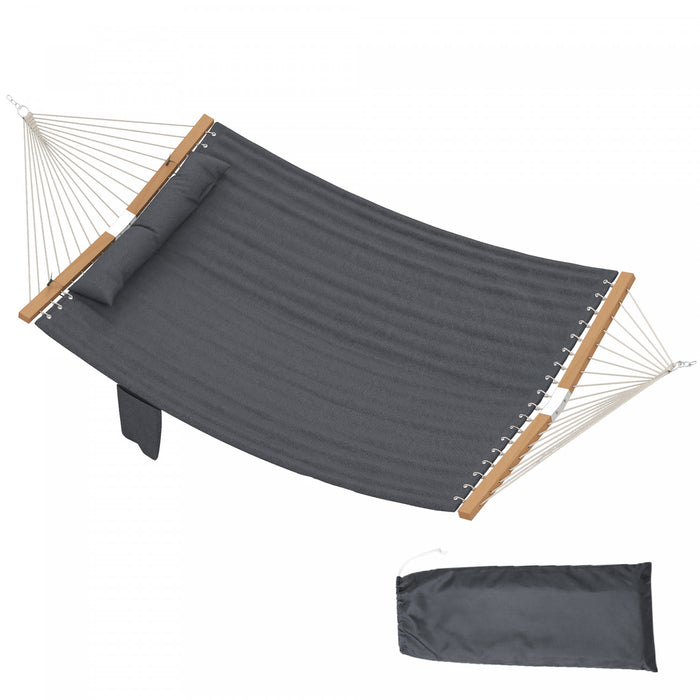 Hamac exterieur Outsunny capacite 200 kg avec barres en bois, gris