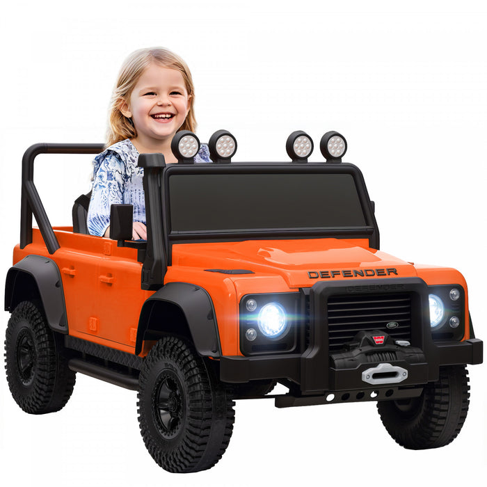 Qaba Camion Pour Enfants Electrique Sous Licence Land Rover, 12 V, Orange