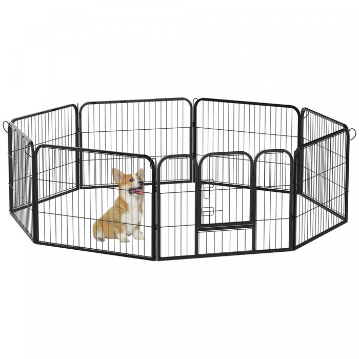 Luxe Parc Enclos Modulable Acier 8 Panneaux Et 1 Porte Pour Chiens 80l X 60h Cm Noir