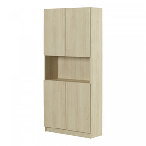 Liora Bibliotheque 4 Portes Et Rangement Ouvert - Chene Blanchi
